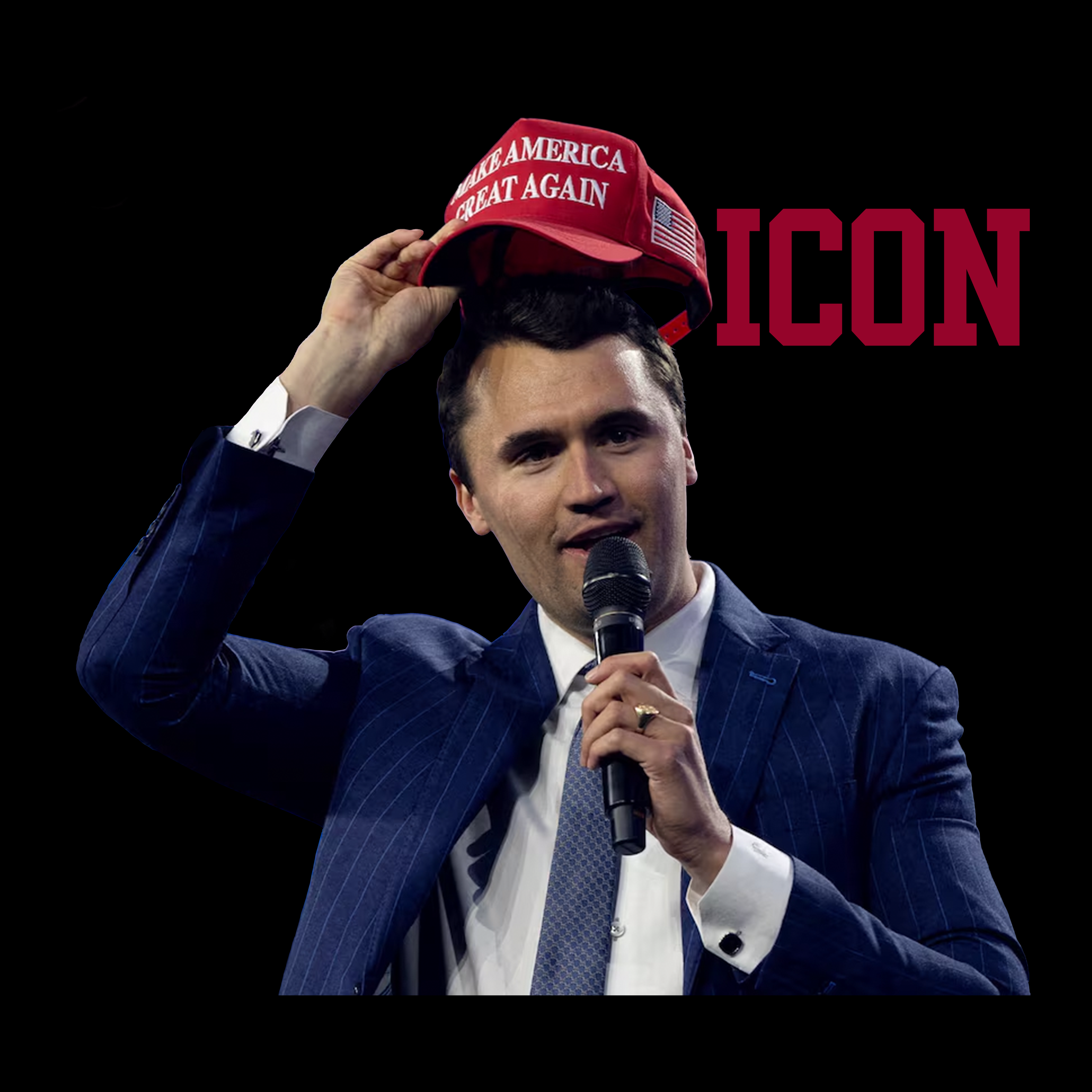 Charlie Kirk Icon (Black) (Front Print) (100% Profits Donated to Turning Point USA)