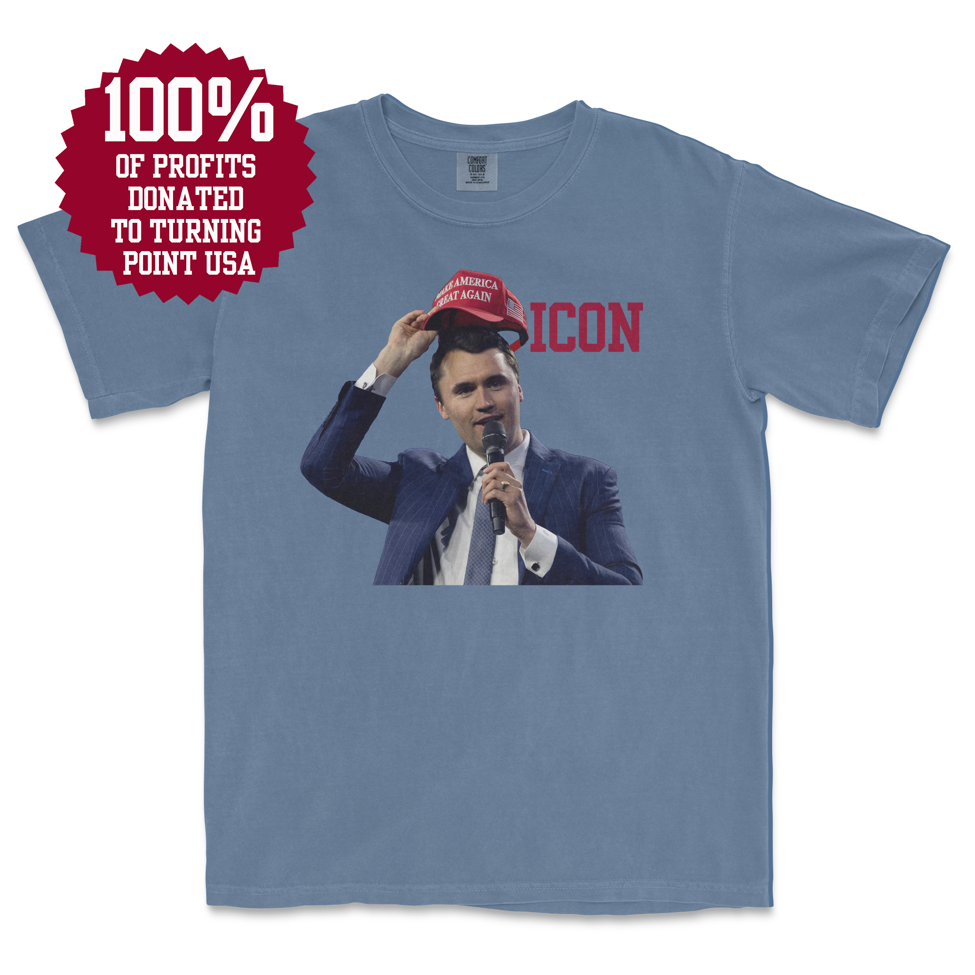 Charlie Kirk Icon (Blue Jean) (Front Print) (100% Profits Donated to Turning Point USA)